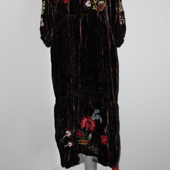 NWT Johnny Was Workshop JWLA Biya Embroidered Velvet Isabella Tiered Dress - Picture 4 of 10